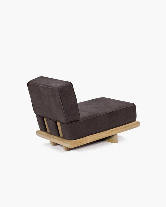 Canapé velours ombre + cadre chêne naturel Ono 1