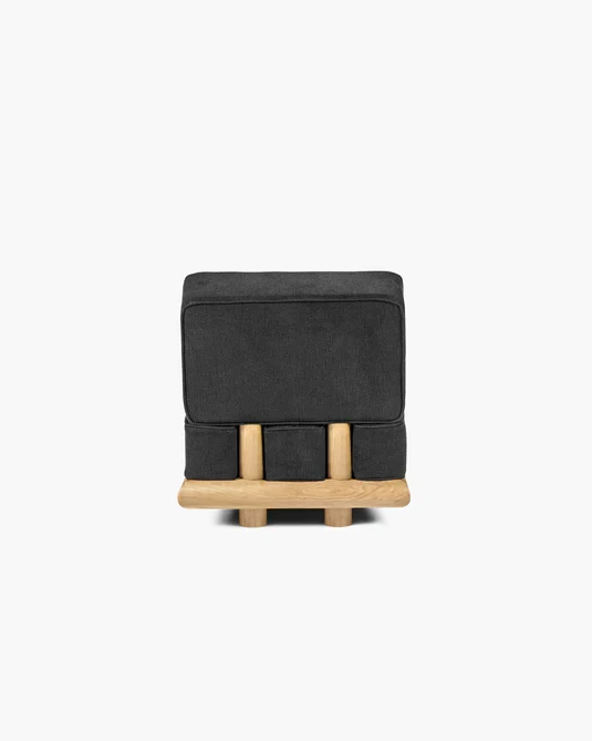 Canapé noir licot + cadre chêne naturel Ono 1