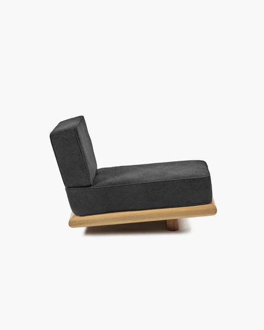 Canapé noir licot + cadre chêne naturel Ono 1