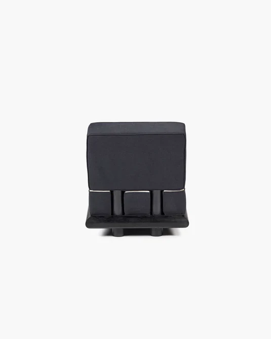 Canapé velours gris + lin noir + cadre noir Ono 1