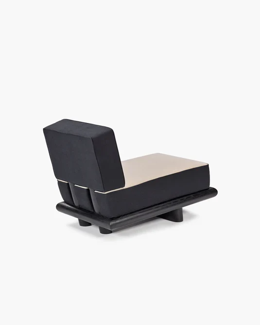 Canapé velours gris + lin noir + cadre noir Ono 1