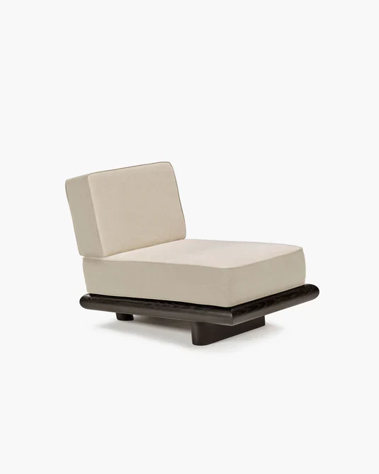 Canapé velours gris + cadre chêne noir Ono 1