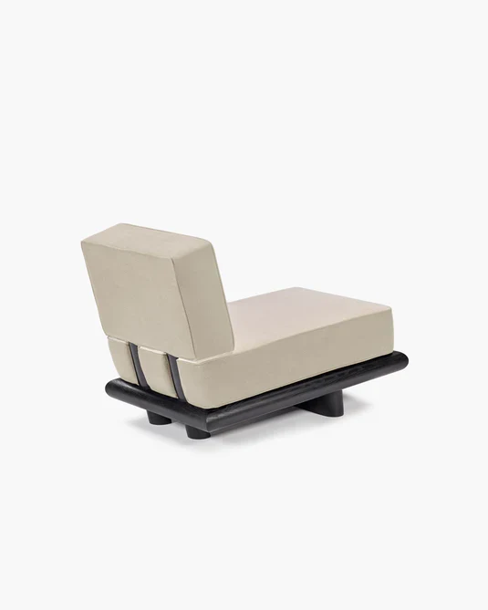 Canapé velours gris + cadre chêne noir Ono 1