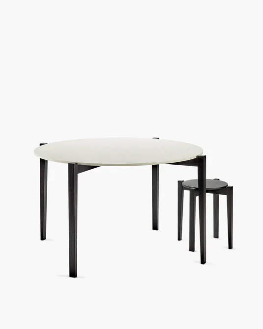 Table ronde hêtre noir/blanc cassé Eloïs
