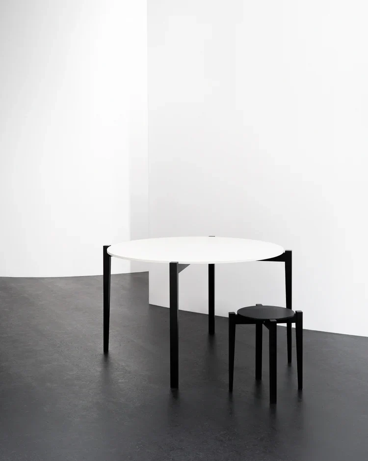 Table ronde hêtre noir/blanc cassé Eloïs