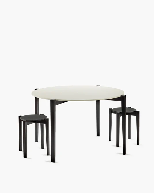 Table ronde hêtre noir/blanc cassé Eloïs