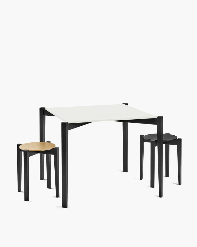 Table carrée hêtre noir/blanc cassé Eloïs