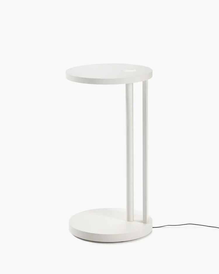 Table d'appoint L avec éclairage LED hêtre blanc Aura
