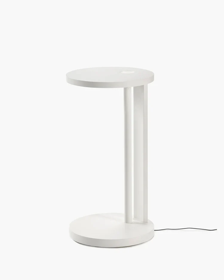 Table d'appoint L avec éclairage LED hêtre blanc Aura