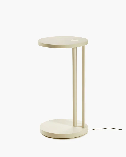 Table d'appoint L avec éclairage LED hêtre crème Aura
