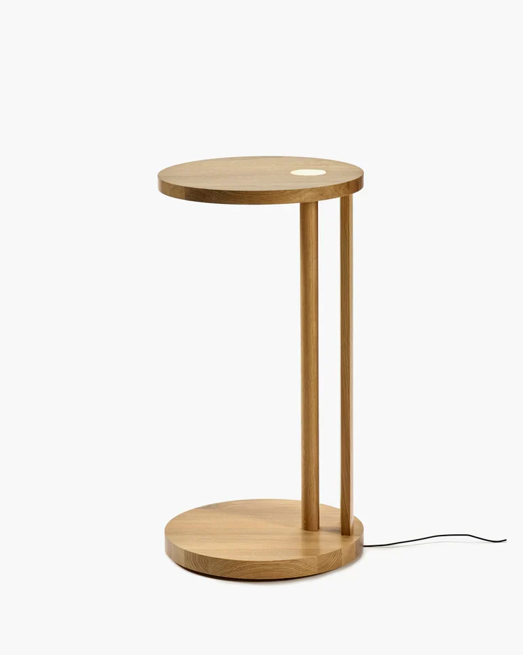 Table d'appoint L avec éclairage LED chêne marron clair Aura