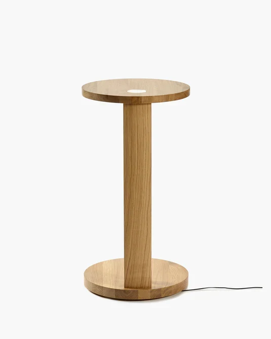Table d'appoint L avec éclairage LED chêne marron clair Aura