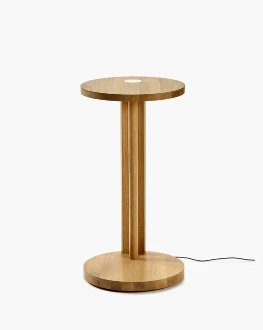 Table d'appoint L avec éclairage LED chêne marron clair Aura