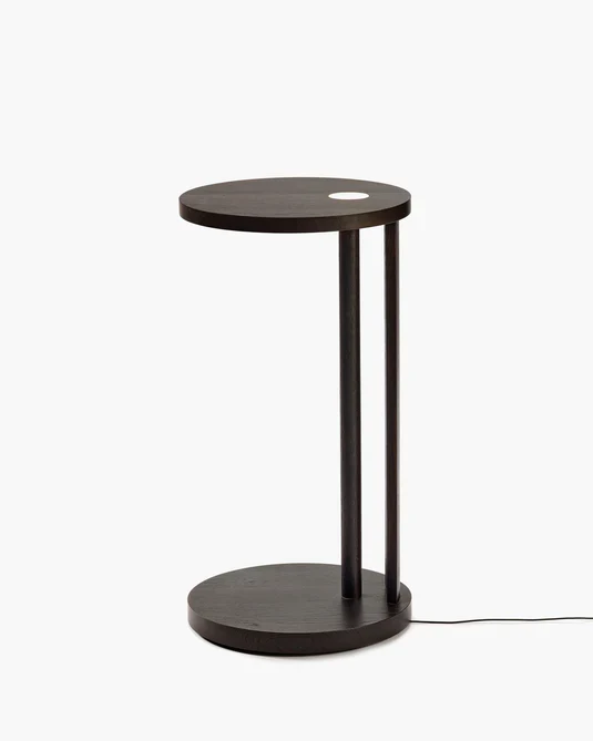 Table d'appoint L avec éclairage LED chêne marron Aura