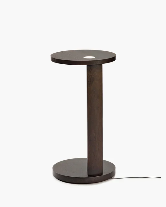 Table d'appoint L avec éclairage LED chêne marron Aura