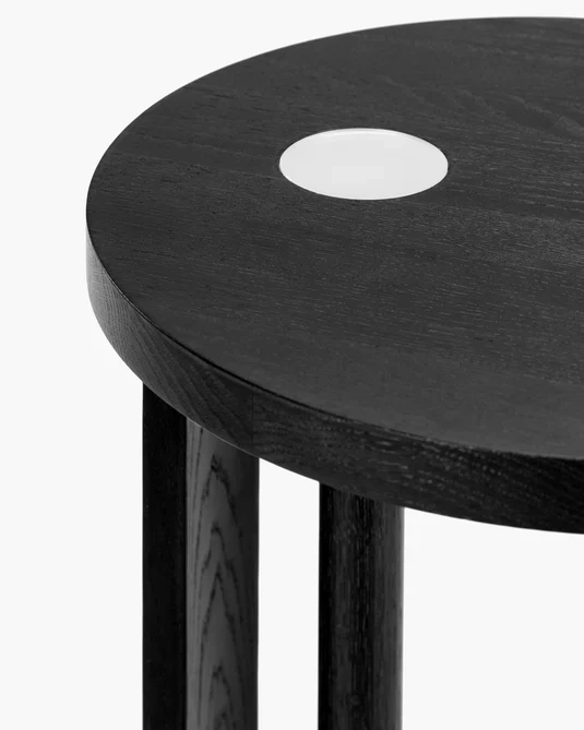 Table d'appoint L avec éclairage LED chêne noir Aura