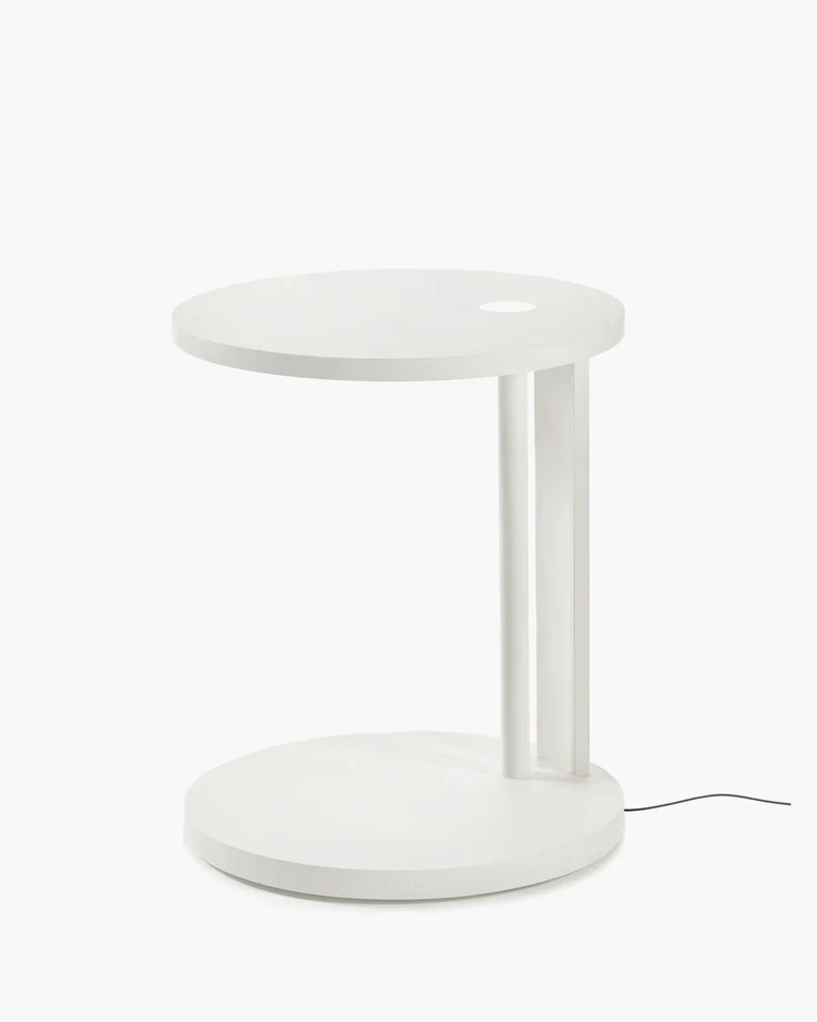 Table d'appoint S avec éclairage LED hêtre blanc cassé Aura