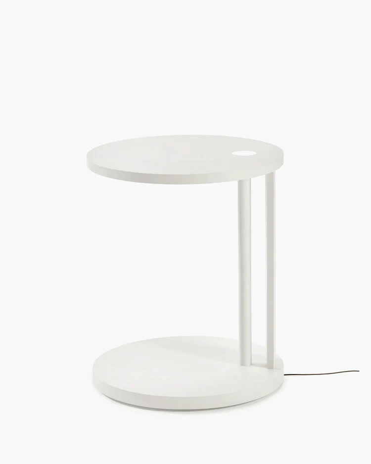 Table d'appoint S avec éclairage LED hêtre blanc cassé Aura