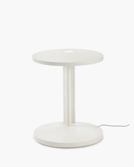 Table d'appoint S avec éclairage LED hêtre blanc cassé Aura