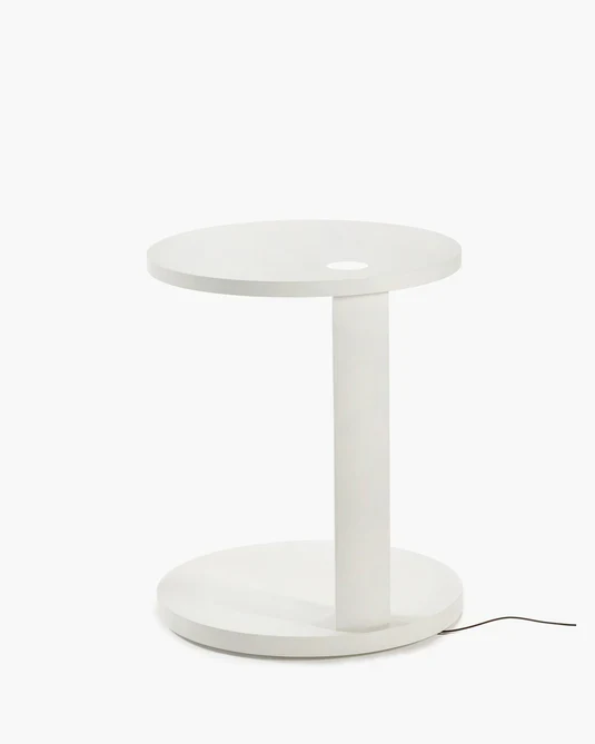 Table d'appoint S avec éclairage LED hêtre blanc cassé Aura