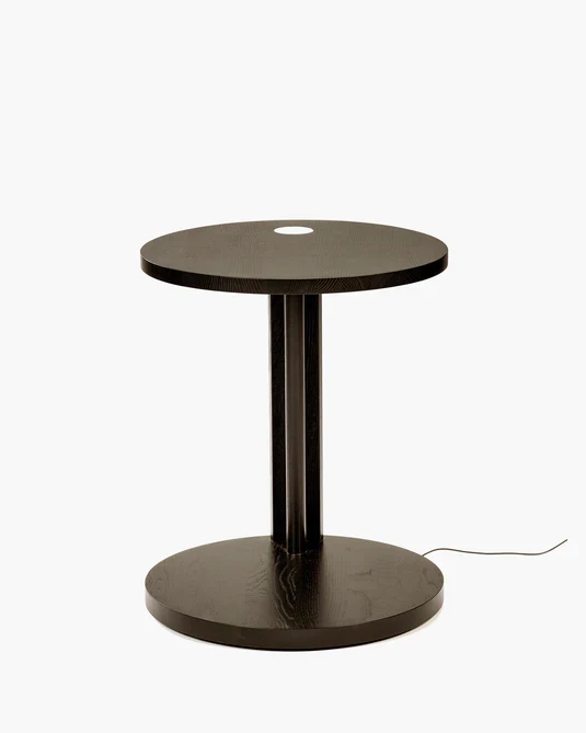 Table d'appoint S avec éclairage LED chêne marron Aur