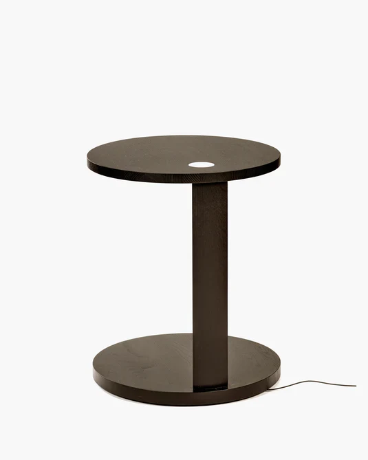 Table d'appoint S avec éclairage LED chêne marron Aur