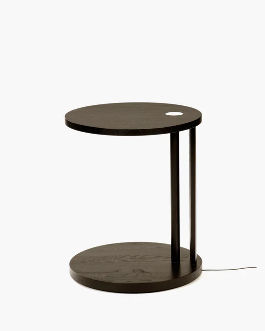 Table d'appoint S avec éclairage LED chêne marron Aur