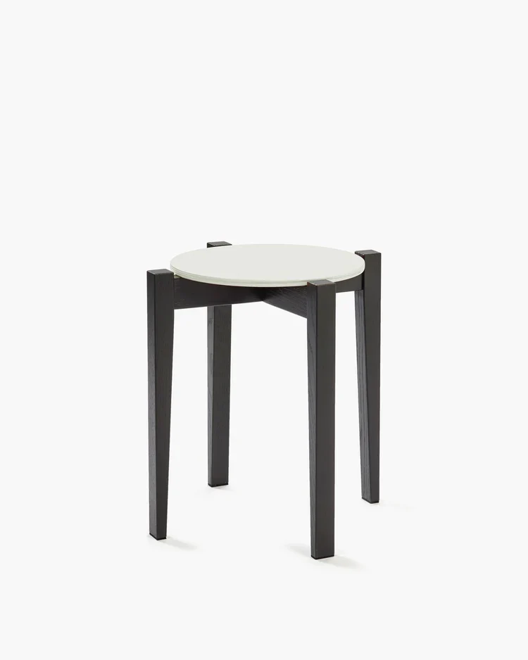 Tabouret hêtre noir/blanc cassé Eloïs