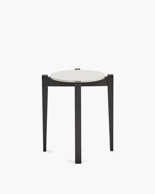 Tabouret hêtre noir/blanc cassé Eloïs