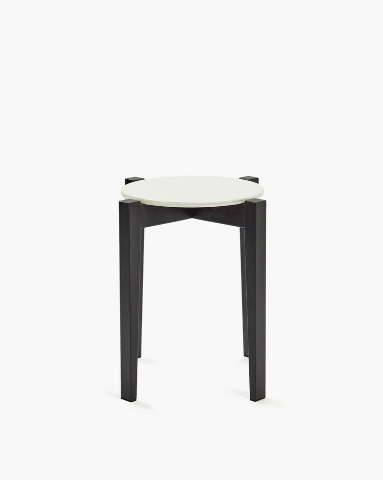 Tabouret hêtre noir/blanc cassé Eloïs