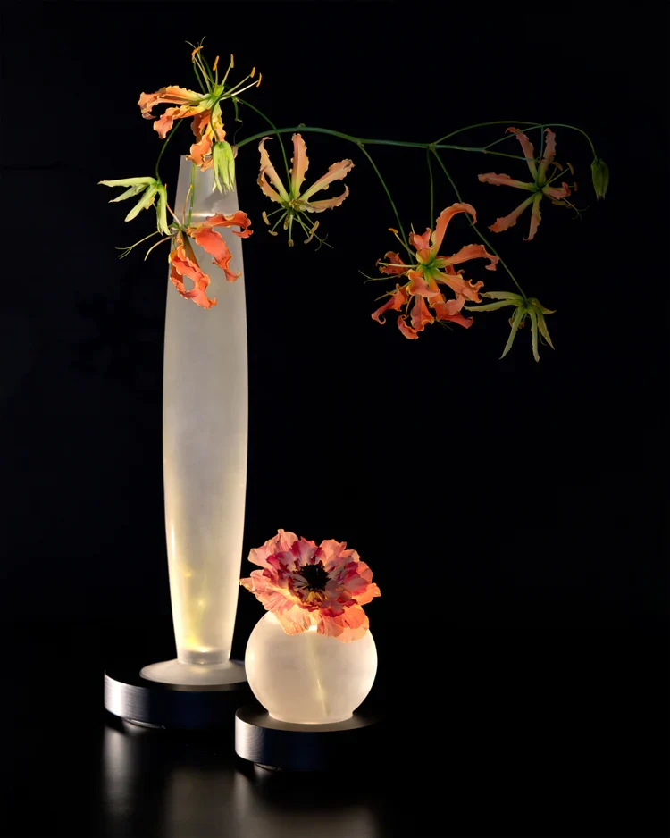 Vase/lampe de table noir/blanc Lys 3