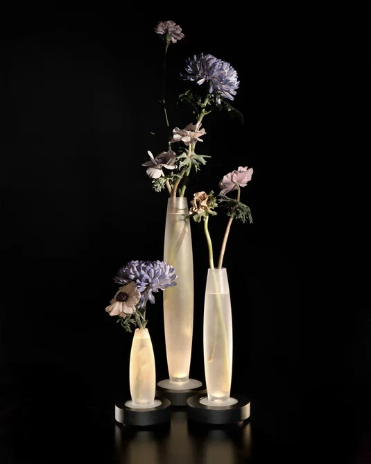 Vase/lampe de table noir/blanc Lys 1