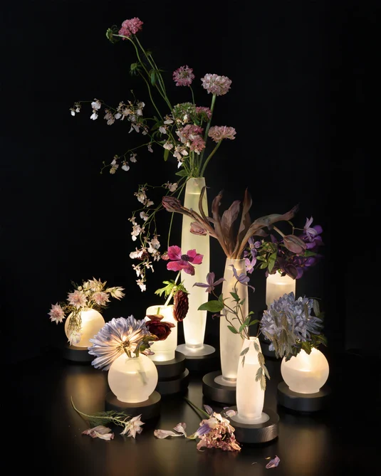 Vase/lampe de table noir/blanc Lys 1