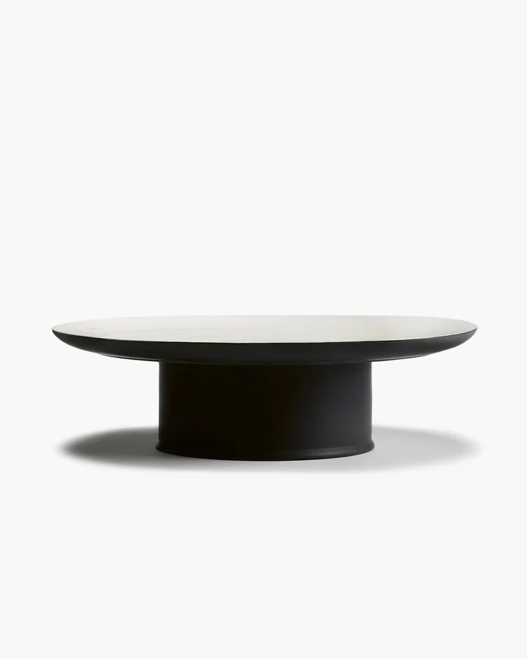 Présentoir à gâteau noir/blanc cassé Ra