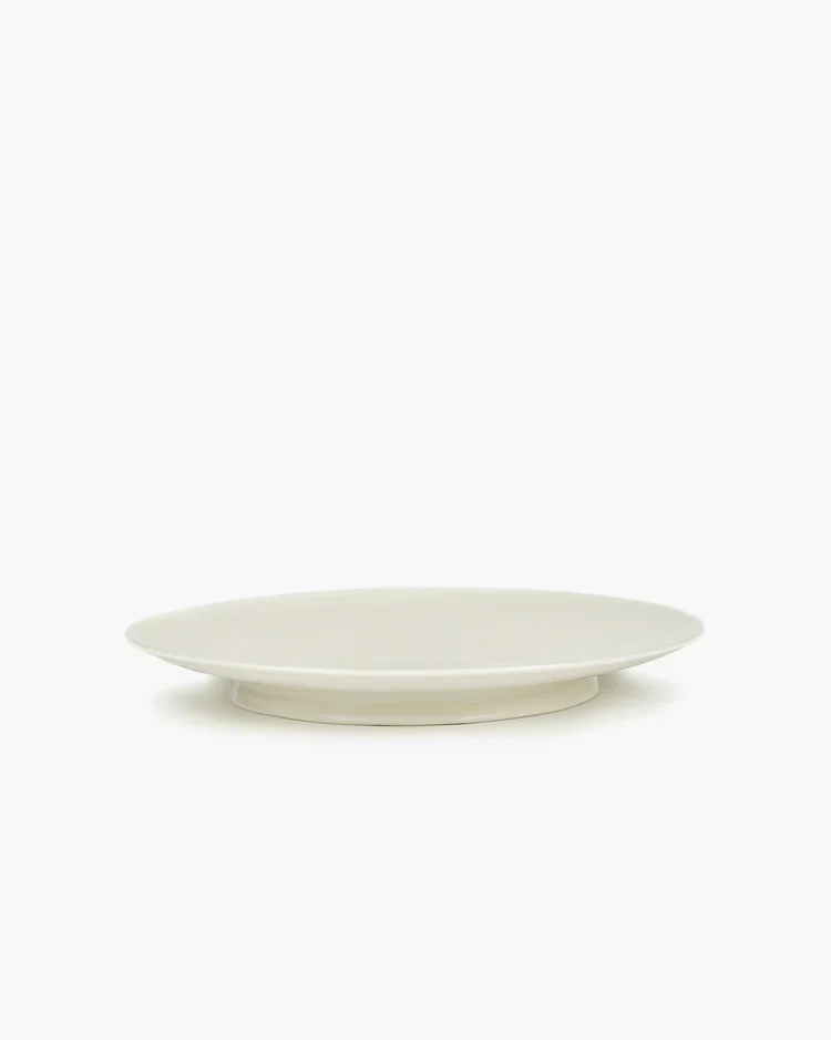Assiette à dîner blanc cassé Ra