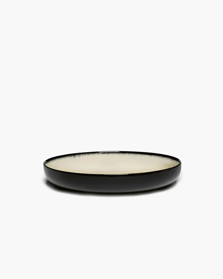 Assiette creuse L blanc/noir variation D Dé