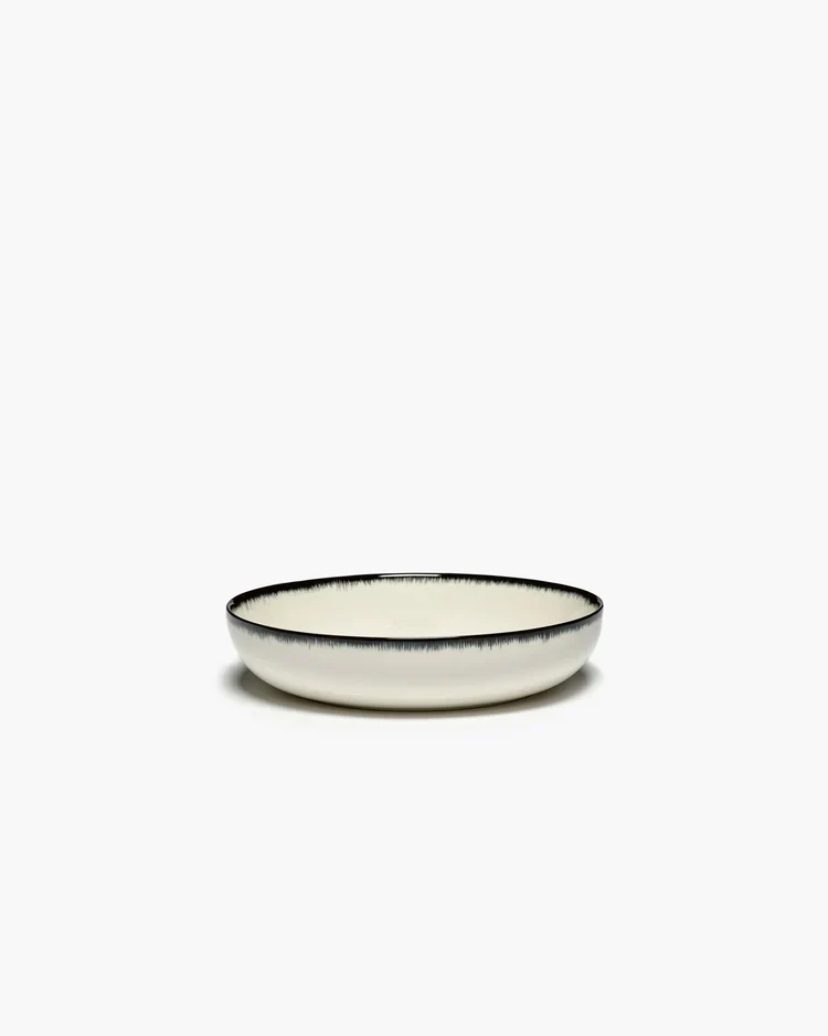 Assiette creuse M blanc/noir variation A Dé