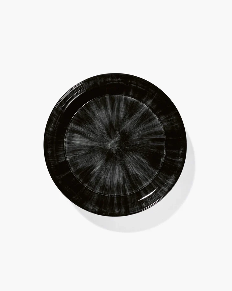 Assiette creuse L blanc/noir variation C Dé