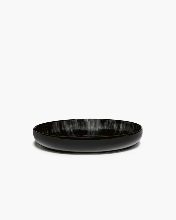 Assiette creuse L blanc/noir variation C Dé