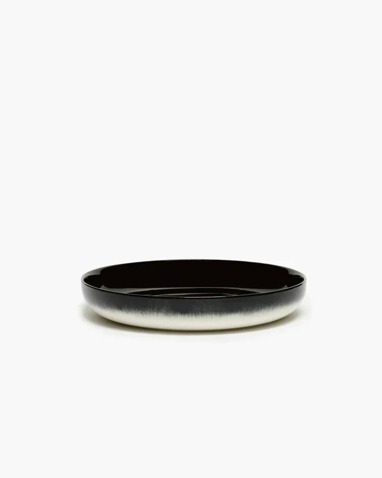 Assiette creuse L blanc/noir variation B Dé