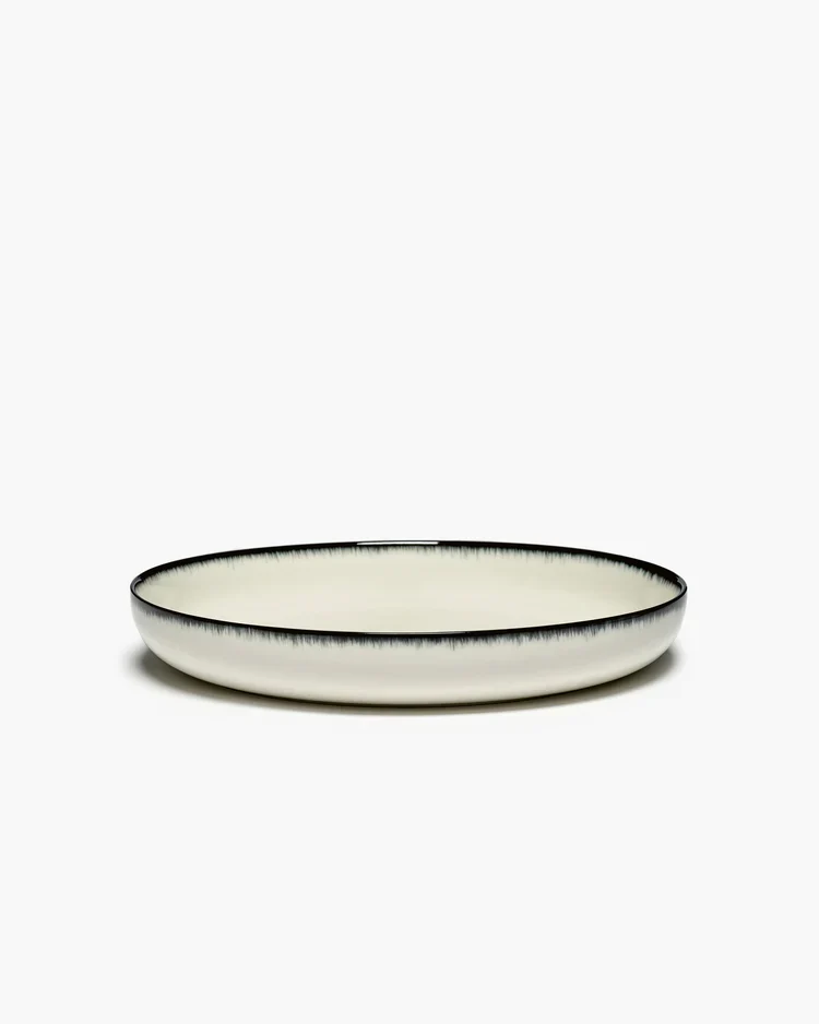 Assiette creuse XL blanc/noir variation A Dé
