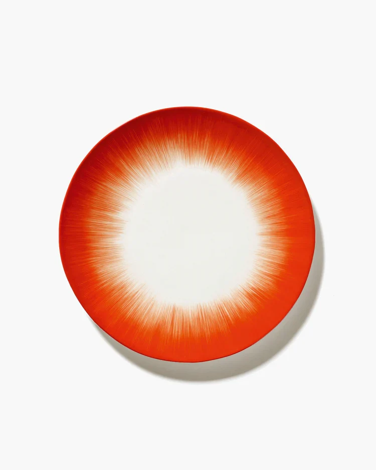 Assiette à entrée blanc/rouge variation 5 Dé