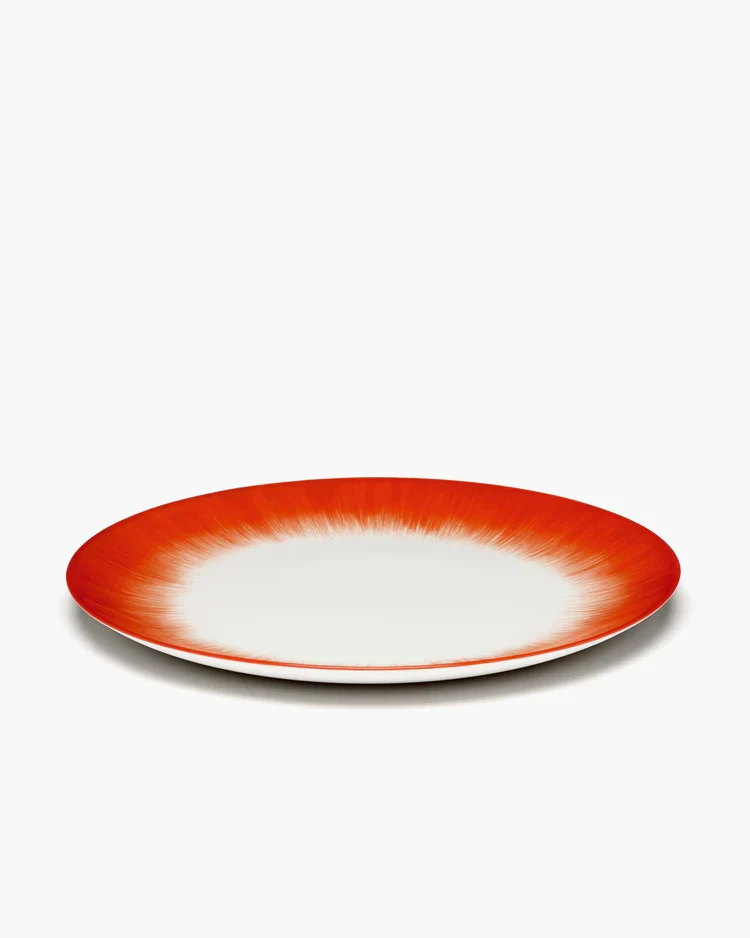 Assiette à dîner blanc/rouge variation 5 Dé