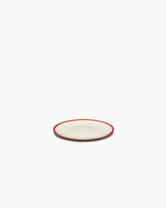 Assiette à dessert blanc/rouge variation 2 Dé