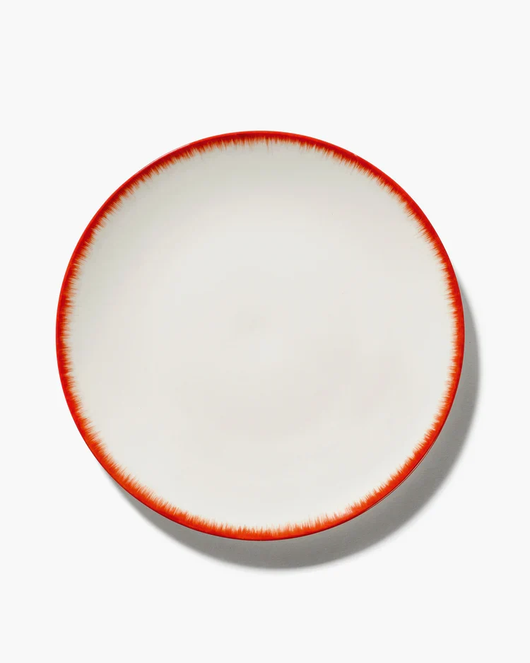 Assiette à dîner blanc/rouge variation 2 Dé