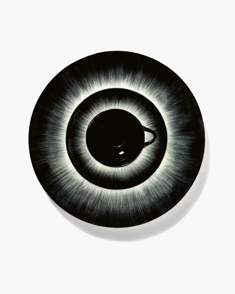 Assiette à petit-déjeuner blanc/noir variation 5 Dé