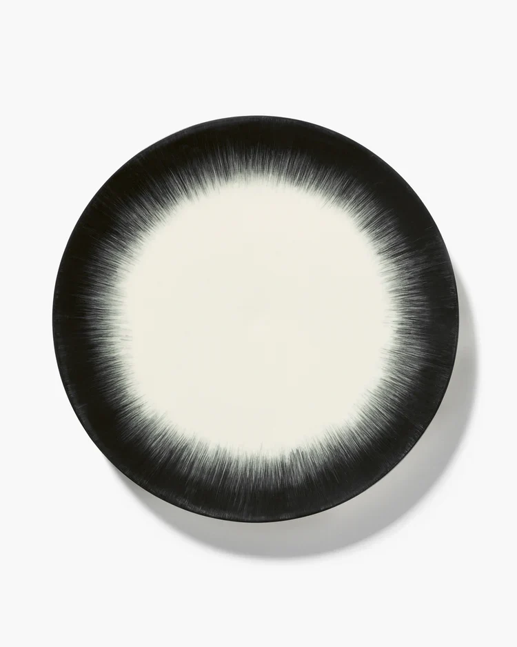 Assiette à dîner blanc/noir variation 5 Dé