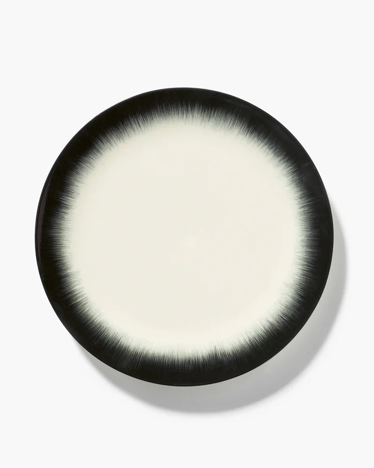 Assiette à dîner blanc/noir variation 4 Dé