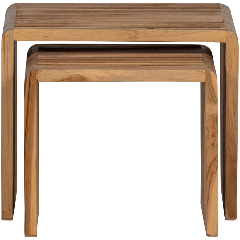 Jasmijn bijzettafel recycled teak naturel - set van 2