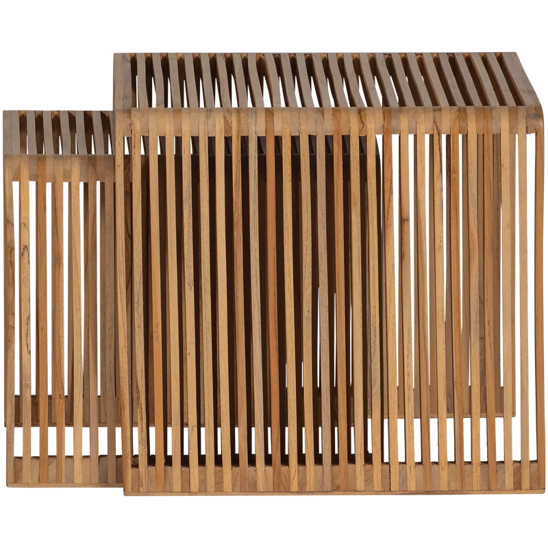 Jasmijn bijzettafel recycled teak naturel - set van 2